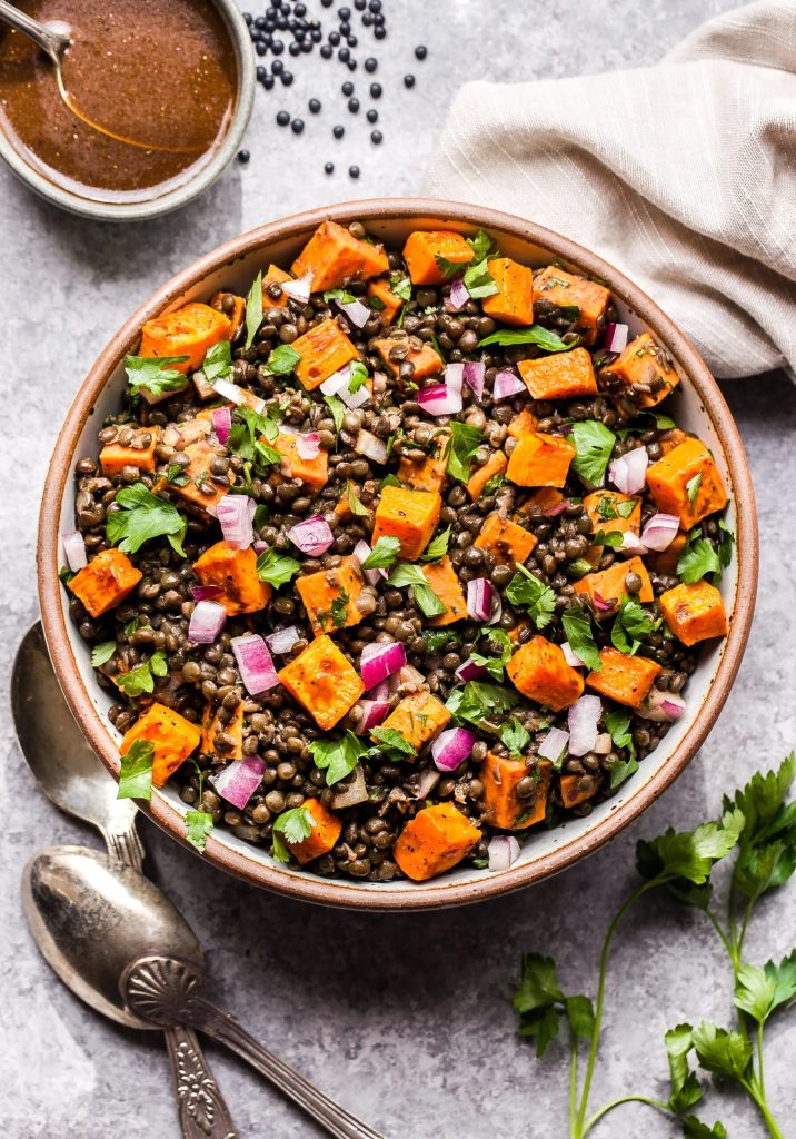 GLAZED SWEET POTATOES WITH LENTILS