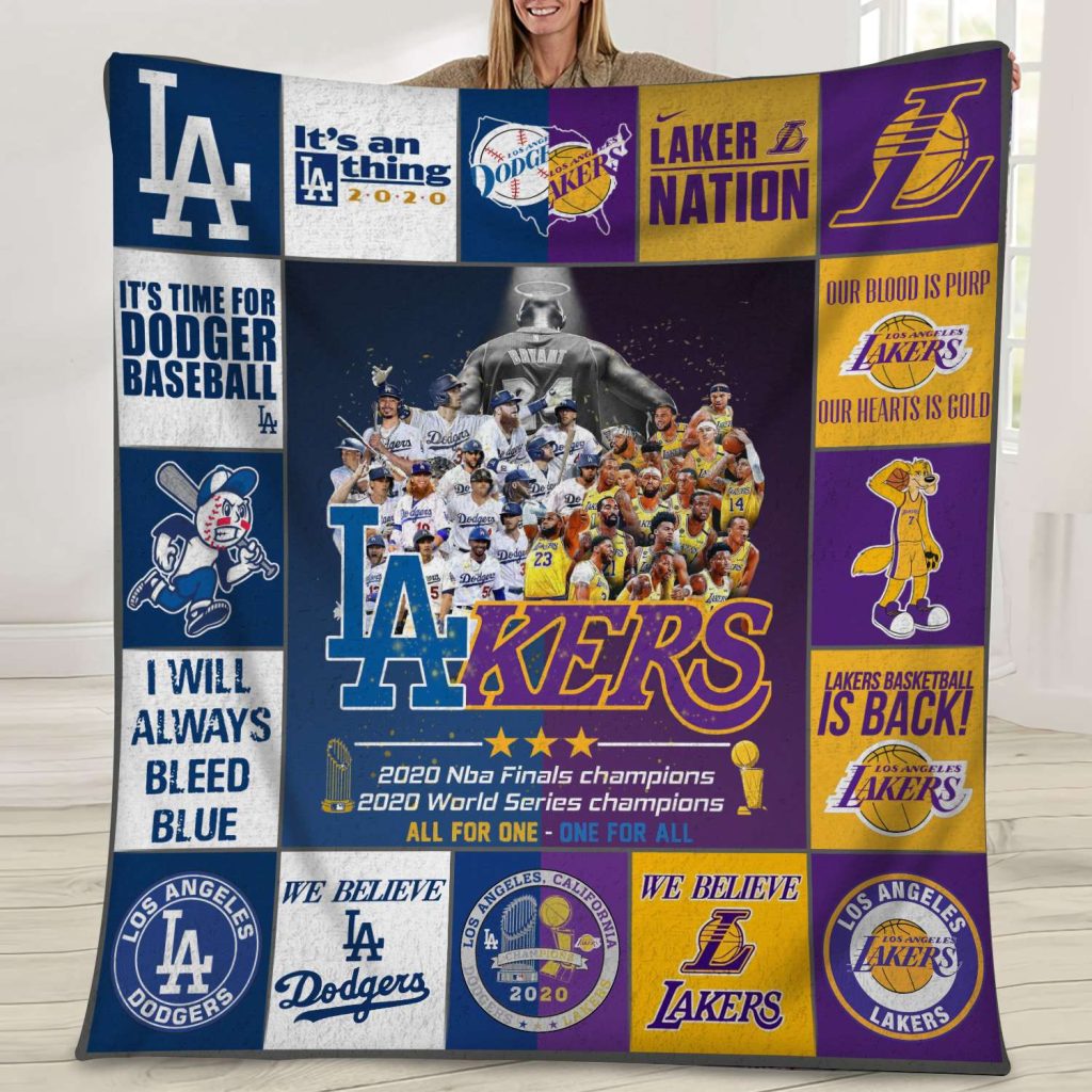 LMKB175047 Fix2BLakers2BDodgers2BChampions2B20202BLos2BAngeles2BDodgers2BMlb2BNba2BQuilt2BBlanket vgFJ6