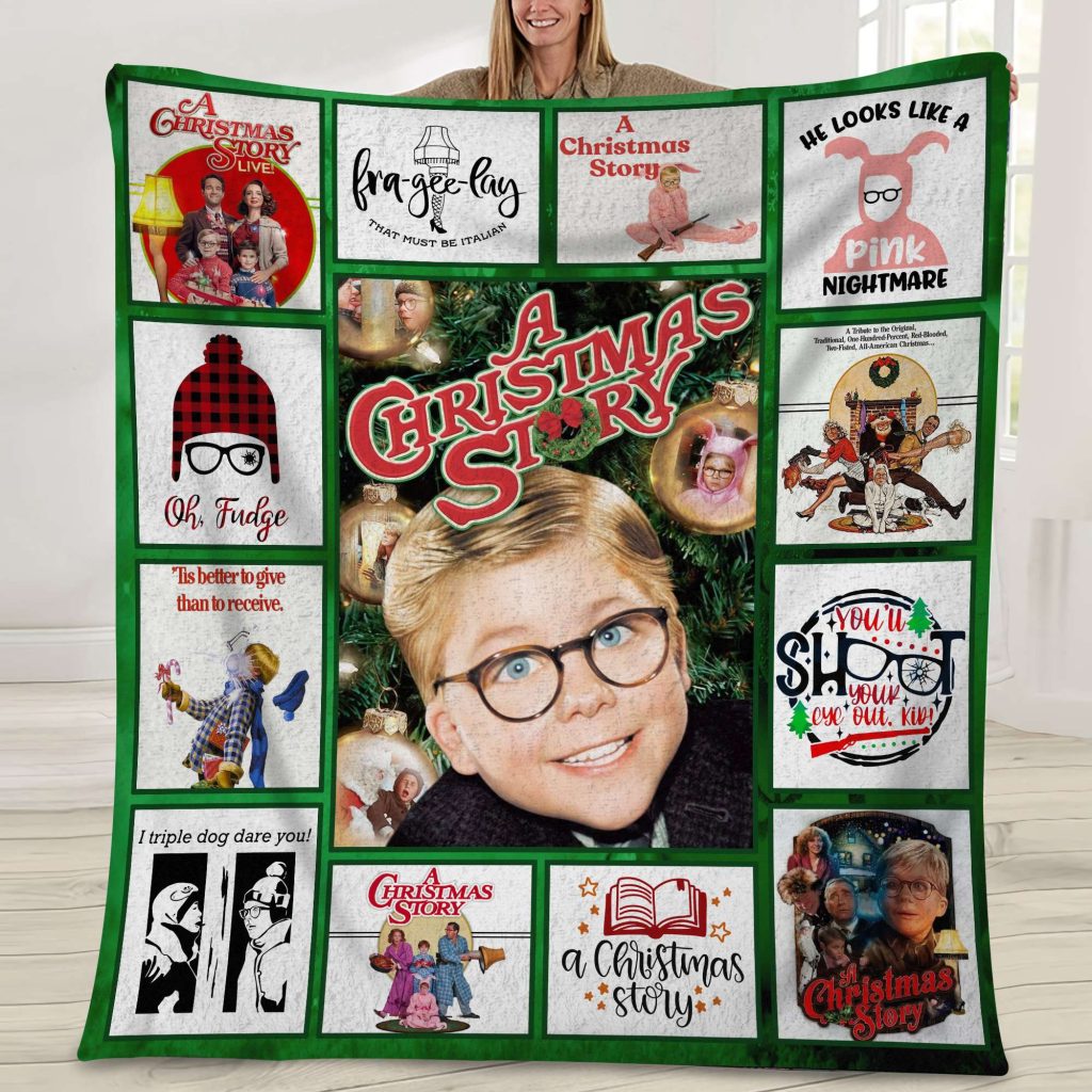 HB19027 A Christmas Story Vintage 90S Chrismtas Funny Movie Quilt Blanket 3