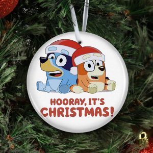 Hooray Its Christmas Bluey And Bingo Ornament 1