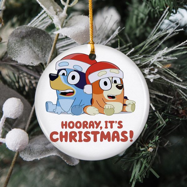 Hooray It’S Christmas Bluey And Bingo Ornament