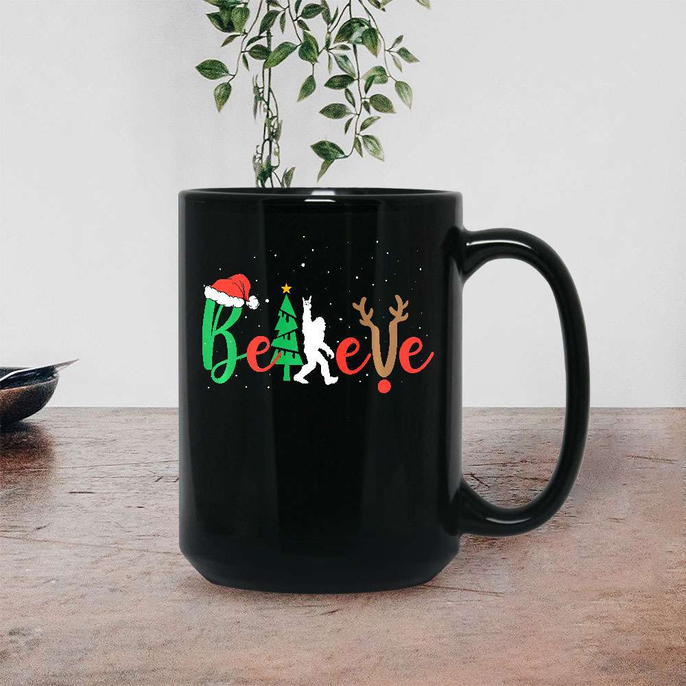 Bigfoot Believe In Christmas Mug Bigfoot Believe In Christmas Mug