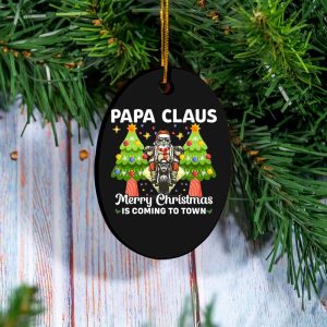 Mockup Ornament Oval Black Papa Santa Christmas Biker Grandpa T Shirt