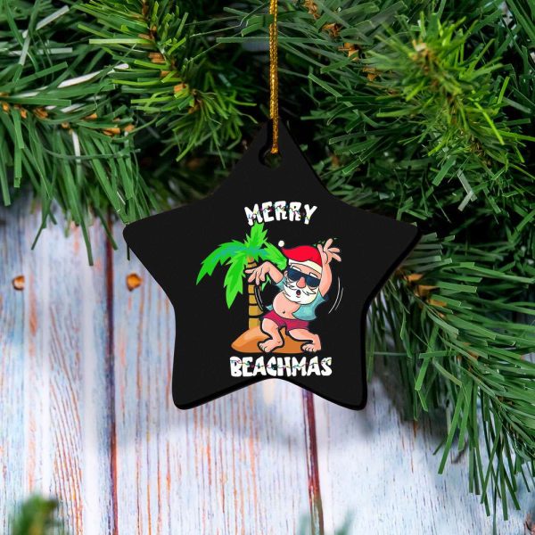 Merry Beachmas In July Santa Pool Party Ornament