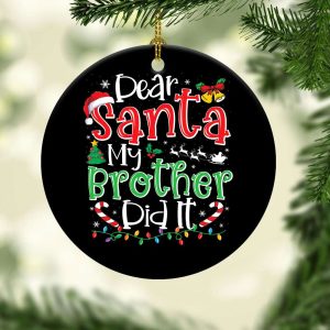 Mockup Ornament Tron Black Dear Santa My Brother Did It Shirts Christmas Pajama Kids T Shirt