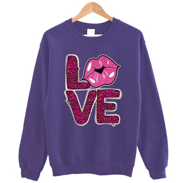 Pink Lips Love Leopard Pattern Valentine’S Day Hoodie