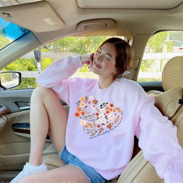 Autumn Leaves Falling Down Like Pieces Into Place Flowers Heart Sweatshirt