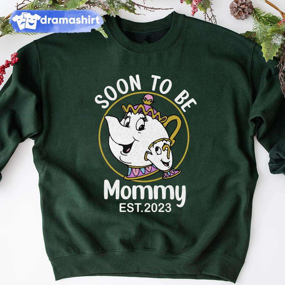 Mrs Potts Soon to be Mommy Est 2023 Mothers Day Sweatshirt Beauty and the Beast