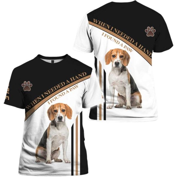 When I Need A Hand I Found A Paw Beagle Dog All Over Print Shirt