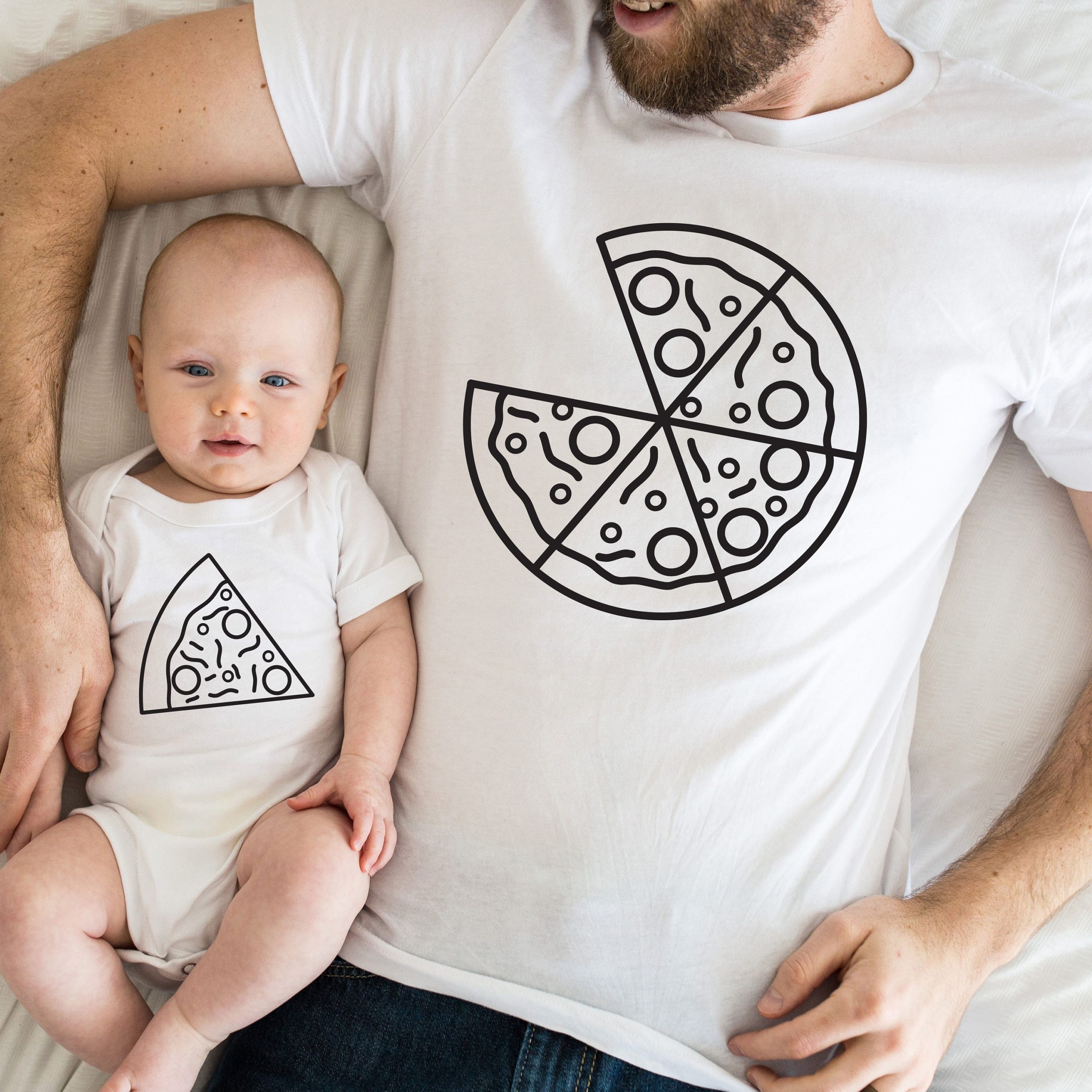 dad and baby matching pizza shirts