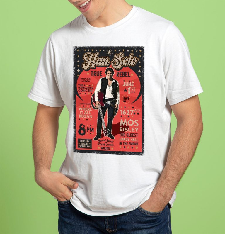 Star Wars Han Solo Rebel T-shirt Unique Graphic Tee Sci-Fi Mashup Design image 3